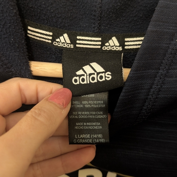 Adidas NBA New Orleans Pelicans Navy Logo Hoodie Boys Size Large 14/6 - Picture 4 of 7